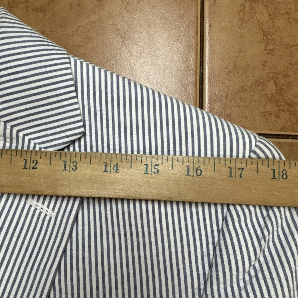Jos A Bank Sz 36S Slim Fit Seersucker Sport Coat Blue White Cotton Blazer Jacket